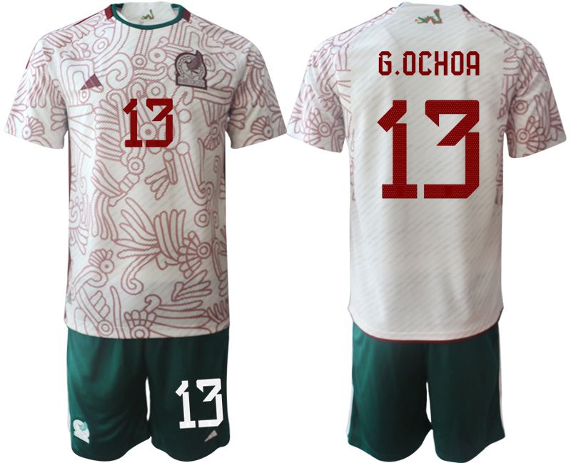 Men 2022 World Cup National Team Mexico away white 13 Soccer Jerseys